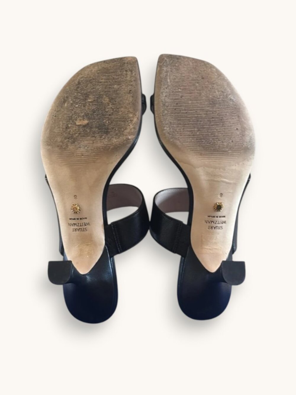 Stuart Weitzman Lyla 75 Sandals, Black Leather, Size 8 - Picture 3 of 4